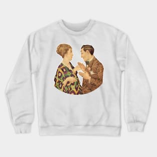 Flirting between vintage art nouveau valentine couple Crewneck Sweatshirt